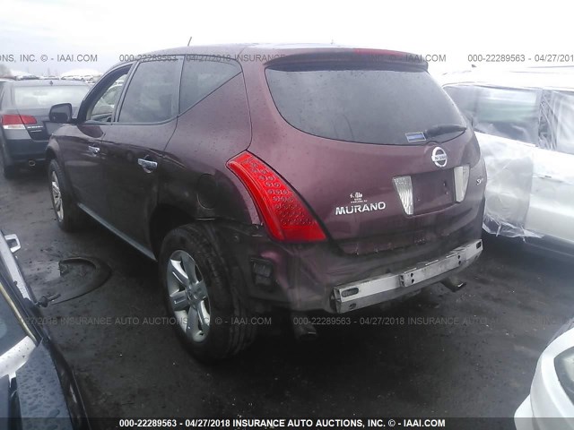 JN8AZ08W66W522256 - 2006 NISSAN MURANO SL/SE/S MAROON photo 3