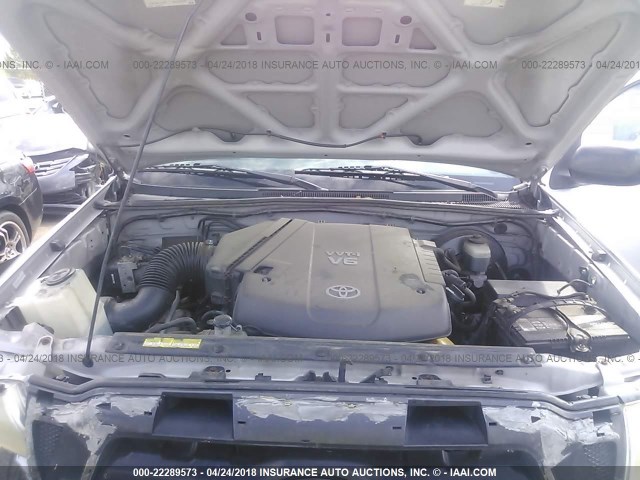 5TEUU42N28Z498185 - 2008 TOYOTA TACOMA ACCESS CAB Արծաթագույն լուսանկար 10