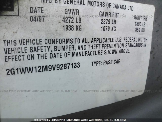 2G1WW12M9V9287133 - 1997 CHEVROLET MONTE CARLO LS Қоңыр фото 9