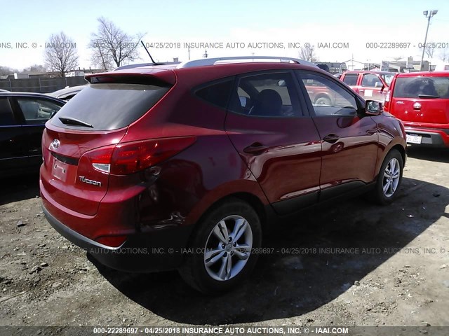 KM8JU3AC9BU264991 - 2011 HYUNDAI TUCSON GLS/LIMITED წითელი ფოტო 4