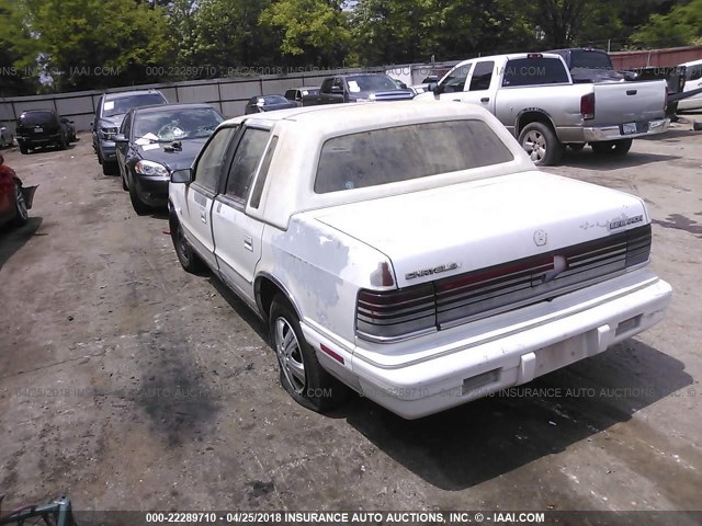 3C3XA5634MT569411 - 1991 CHRYSLER LEBARON A-BODY WHITE photo 3