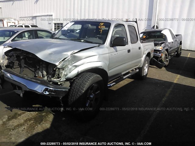 5TEHN72N63Z186184 - 2003 TOYOTA TACOMA DOUBLE CAB SILVER photo 2