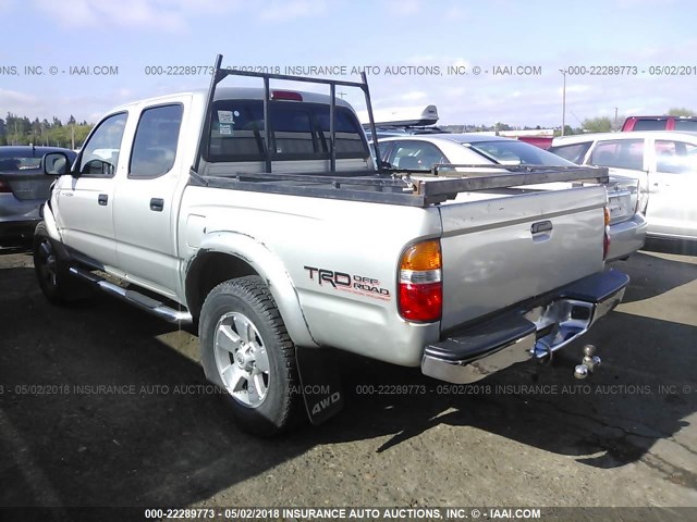 5TEHN72N63Z186184 - 2003 TOYOTA TACOMA DOUBLE CAB SILVER photo 3