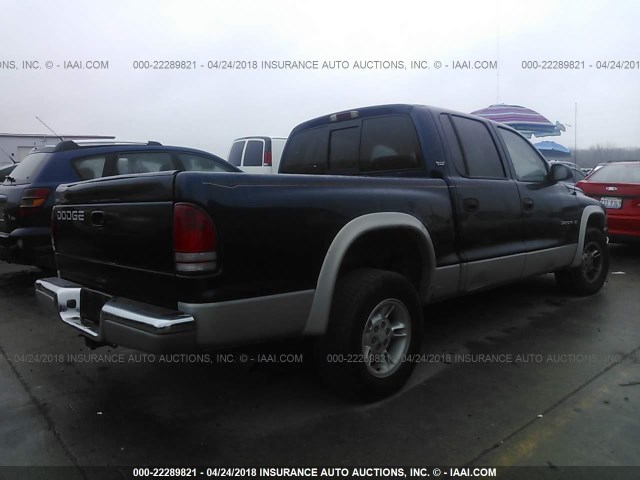 1B7GL2AN0YS679960 - 2000 DODGE DAKOTA QUAD Dark Blue photo 4