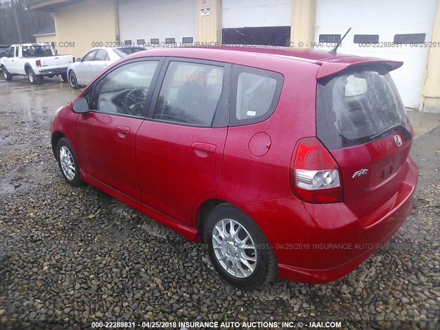 JHMGD37618S026409 - 2008 HONDA FIT SPORT RED photo 3