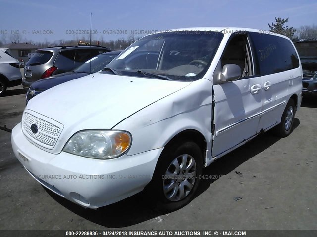 KNDUP131X56649929 - 2005 KIA SEDONA EX/LX WHITE photo 2