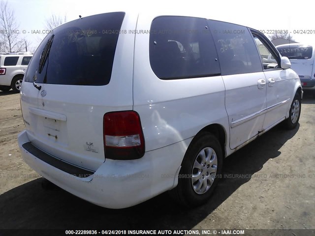 KNDUP131X56649929 - 2005 KIA SEDONA EX/LX WHITE photo 4