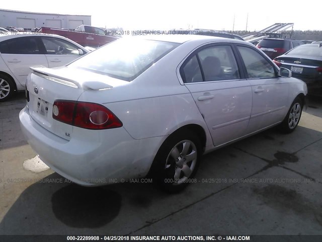 KNAGE123075150598 - 2007 KIA OPTIMA LX/EX WHITE photo 4