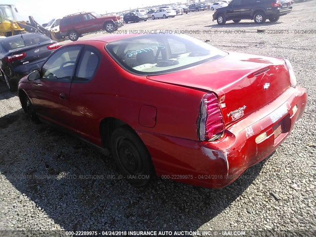 2G1WW12E859115362 - 2005 CHEVROLET MONTE CARLO LS RED photo 3