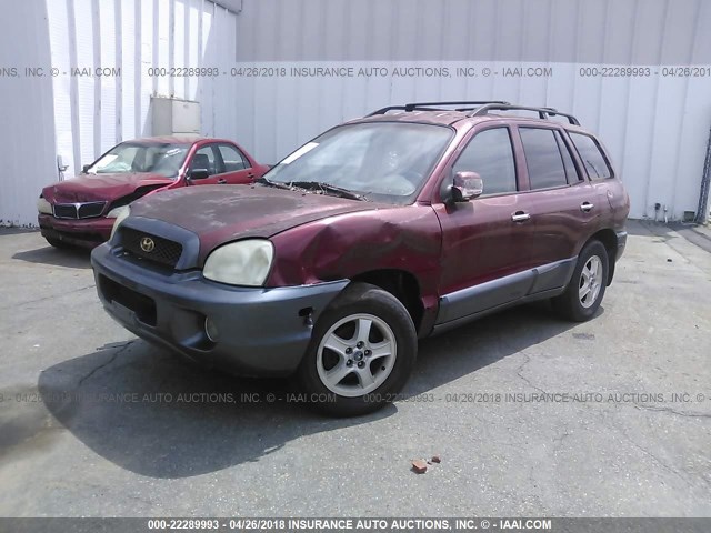 KM8SC83D51U074307 - 2001 HYUNDAI SANTA FE GLS/LX MAROON photo 2