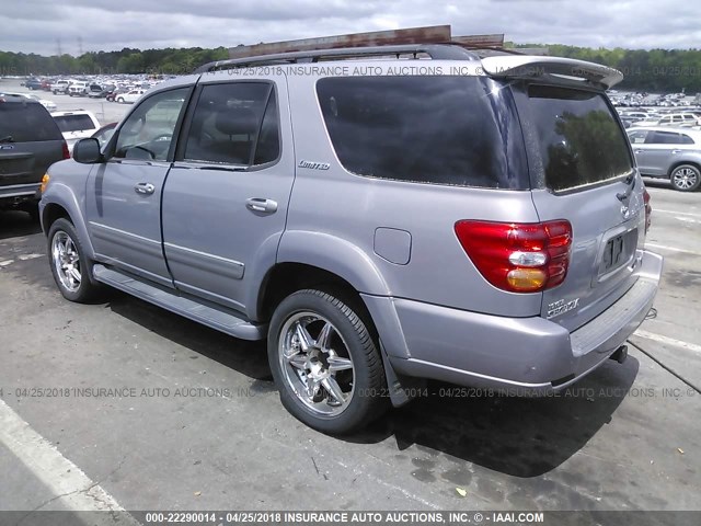 5TDBT48A31S021122 - 2001 TOYOTA SEQUOIA LIMITED GRAY photo 3