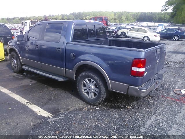 1FTPW12585KC41196 - 2005 FORD F150 SUPERCREW BLUE photo 3