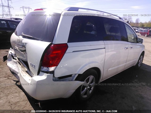 5N1BV28U39N106953 - 2009 NISSAN QUEST S/SE/SL WHITE photo 4