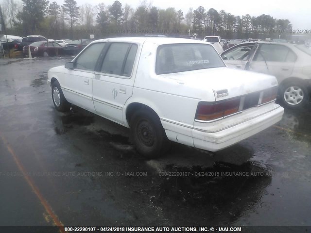 1B3XA46K8MF572739 - 1991 DODGE SPIRIT WHITE photo 3