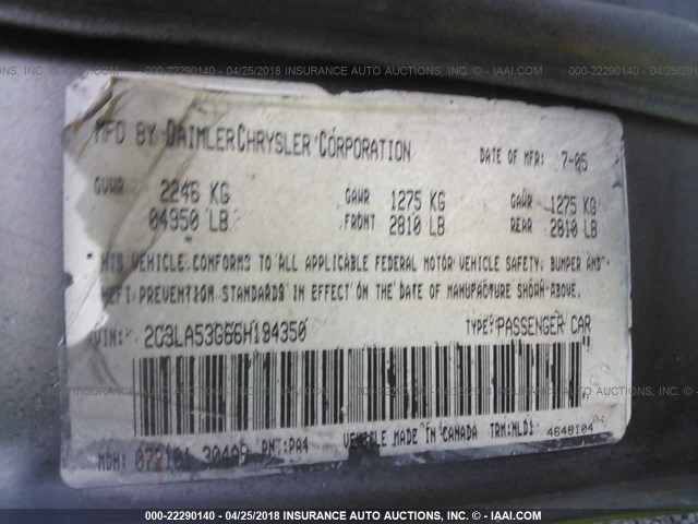 2C3LA53G66H194350 - 2006 CHRYSLER 300 TOURING GRAY photo 9