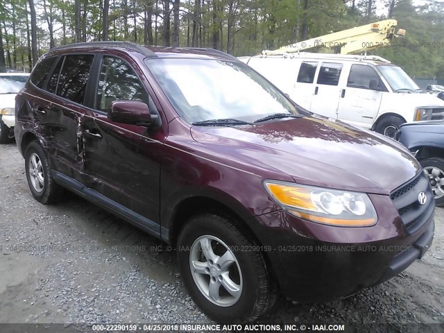 5NMSG13D78H209935 - 2008 HYUNDAI SANTA FE GLS BURGUNDY photo 1