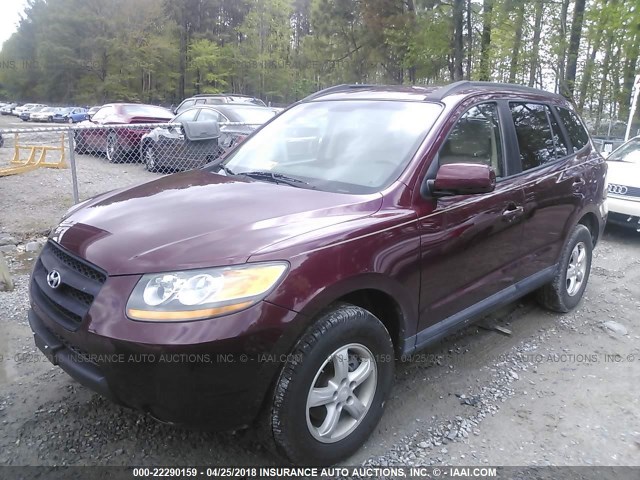 5NMSG13D78H209935 - 2008 HYUNDAI SANTA FE GLS BURGUNDY photo 2