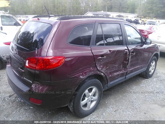 5NMSG13D78H209935 - 2008 HYUNDAI SANTA FE GLS BURGUNDY photo 4