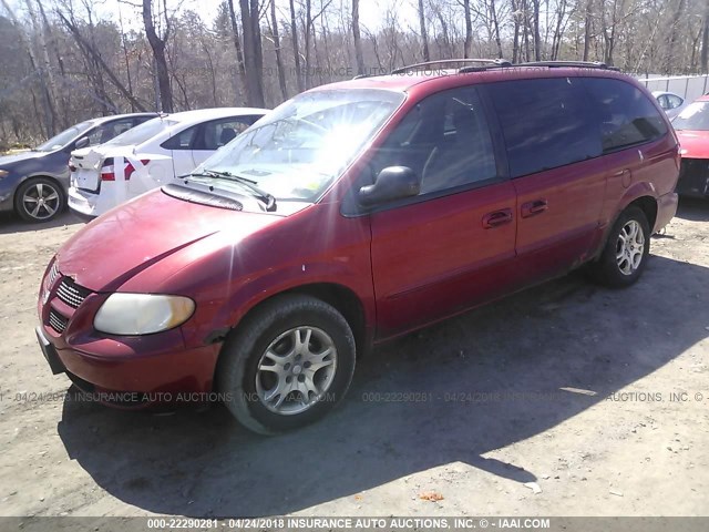 2B4GP74LX2R524088 - 2002 DODGE GRAND CARAVAN EX RED photo 2