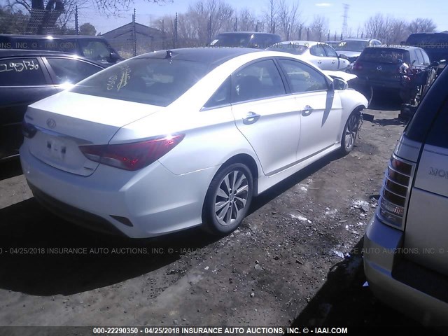 5NPEC4AC9EH822948 - 2014 HYUNDAI SONATA SE/LIMITED WHITE photo 4