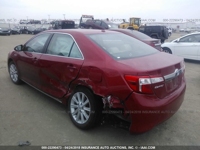 4T1BD1FK1CU035912 - 2012 TOYOTA CAMRY HYBRID/LE/XLE RED photo 3