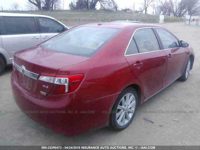 4T1BD1FK1CU035912 - 2012 TOYOTA CAMRY HYBRID/LE/XLE 红色 照片 4