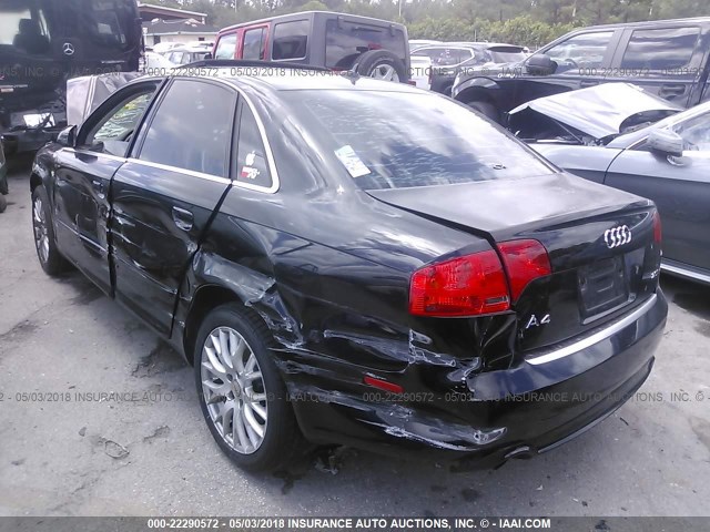 WAUAF78E08A130620 - 2008 AUDI A4 2.0T BLACK photo 3