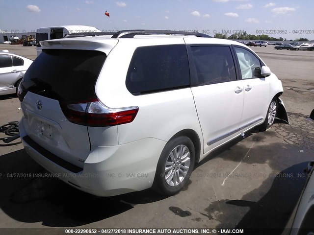 5TDYK3DC4FS675147 - 2015 TOYOTA SIENNA XLE/LIMITED WHITE photo 4