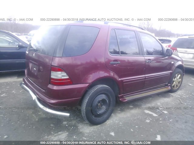 4JGAB72E5YA182991 - 2000 MERCEDES-BENZ ML 430 勃艮第红 照片 4