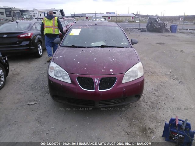 1G2ZF57B284143406 - 2008 PONTIAC G6 VALUE LEADER/BASE RED photo 6