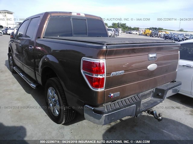 1FTFW1CT4BKD81394 - 2011 FORD F150 SUPERCREW BROWN photo 3