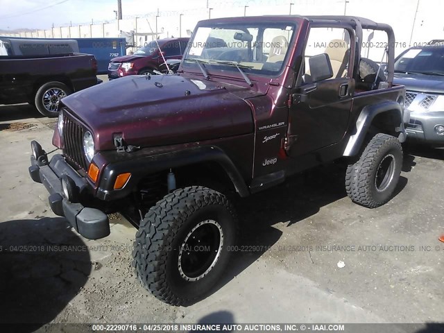 1J4FA49S52P736262 - 2002 JEEP WRANGLER / TJ SPORT BURGUNDY photo 2