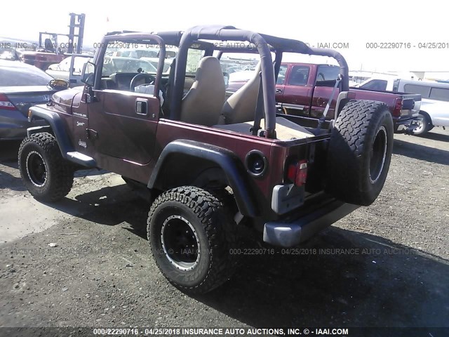 1J4FA49S52P736262 - 2002 JEEP WRANGLER / TJ SPORT BURGUNDY photo 3