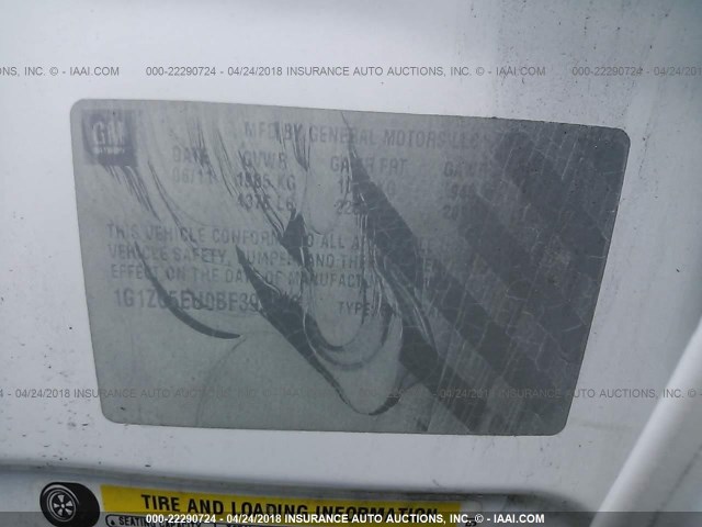 1G1ZC5EU0BF399900 - 2011 CHEVROLET MALIBU 1LT 白色 照片 9