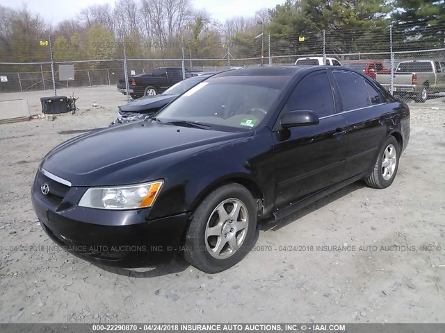 5NPEU46F86H007917 - 2006 HYUNDAI SONATA GLS/LX BLACK photo 2