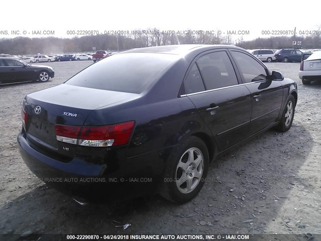 5NPEU46F86H007917 - 2006 HYUNDAI SONATA GLS/LX BLACK photo 4