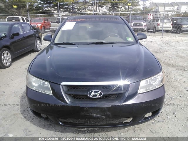 5NPEU46F86H007917 - 2006 HYUNDAI SONATA GLS/LX BLACK photo 6