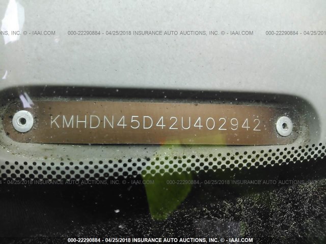 KMHDN45D42U402942 - 2002 HYUNDAI ELANTRA GLS/GT WHITE photo 9