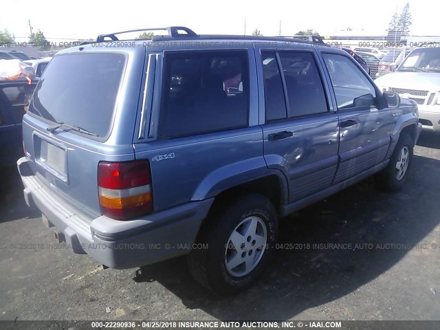 1J4GZ58S4SC604752 - 1995 JEEP GRAND CHEROKEE LAREDO BLUE photo 4