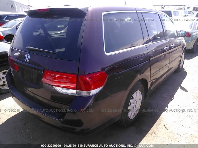 5FNRL382X8B035566 - 2008 HONDA ODYSSEY LX BURGUNDY photo 4