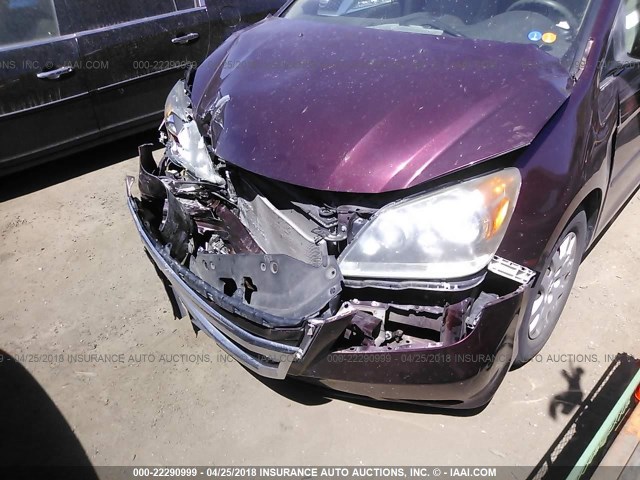 5FNRL382X8B035566 - 2008 HONDA ODYSSEY LX BURGUNDY photo 6