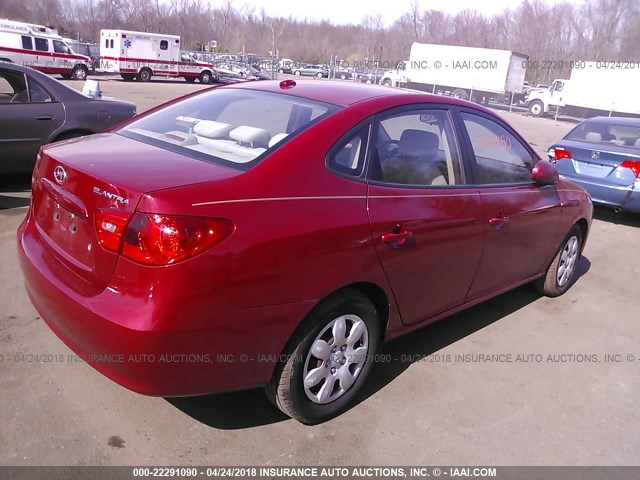 KMHDU46D88U348765 - 2008 HYUNDAI ELANTRA GLS/SE/LIMITED RED photo 4