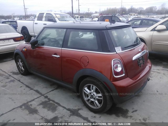 WMWSU3C5XBT182293 - 2011 MINI COOPER ORANGE photo 3