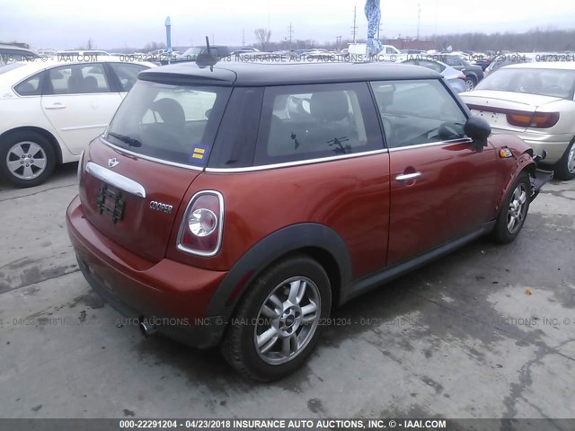 WMWSU3C5XBT182293 - 2011 MINI COOPER ORANGE photo 4