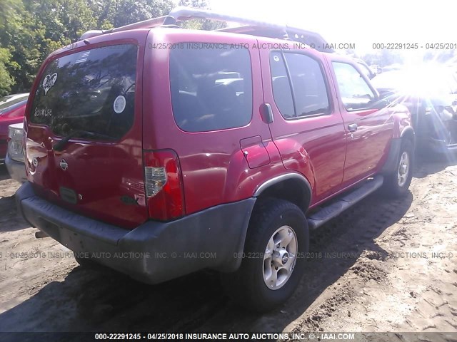 5N1ED28T3YC506707 - 2000 NISSAN XTERRA XE/SE RED photo 4