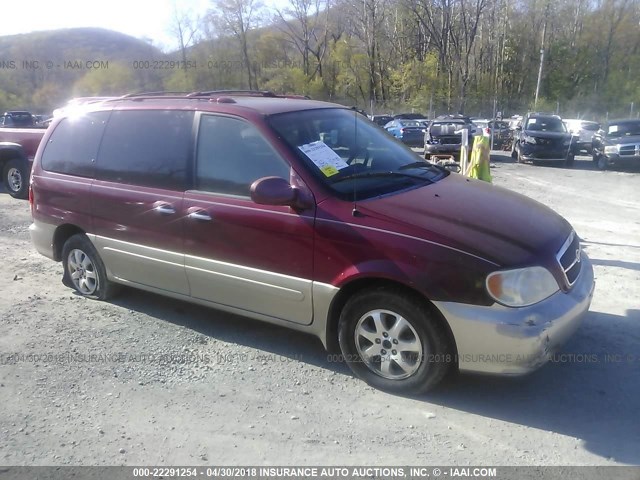 KNDUP131946522104 - 2004 KIA SEDONA EX/LX BURGUNDY photo 1