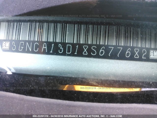 3GNCA13D18S677682 - 2008 CHEVROLET HHR LS SILVER photo 9