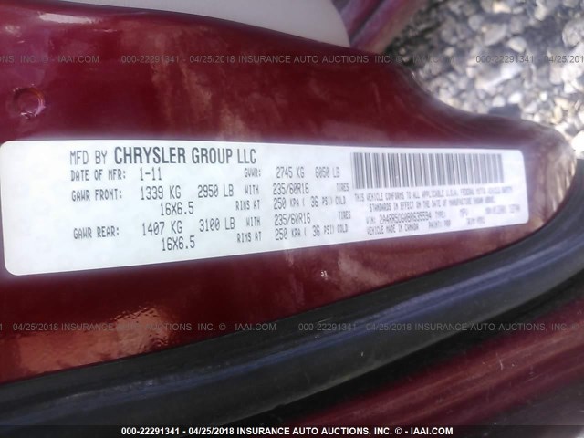 2A4RR5DG0BR635594 - 2011 CHRYSLER TOWN & COUNTRY TOURING MAROON photo 9