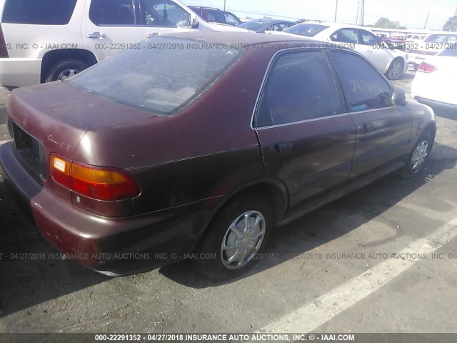 JHMEG8653NS032602 - 1992 HONDA CIVIC LX/EX RED photo 4