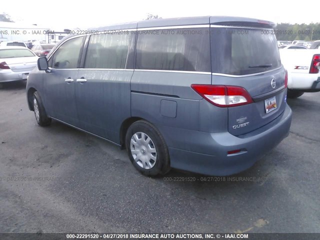 JN8AE2KP3D9066740 - 2013 NISSAN QUEST S/SV/SL/LE BLUE photo 3